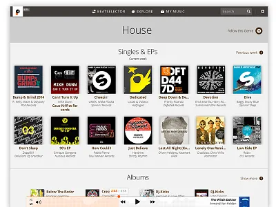 Music genre page album genre interface music player pulselocker web
