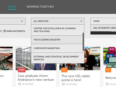 Dropdown design dropdown menu grid layout news page
