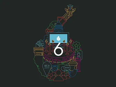 Happy 6th Birthday NationBuilder! 6 birthday cake giraffe iconography illustration illustrator line art nationbuilder six vector