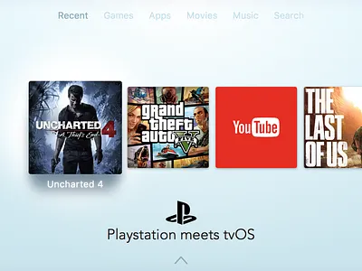 Playstation meets tvOS apple tv menu minimallistic playstation ps4 shadow tvos