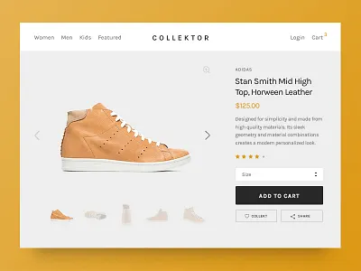 Daily UI 012 - E-Commerce shop (single item) adidas daily ui dailyui gold leather product page shop transaction web
