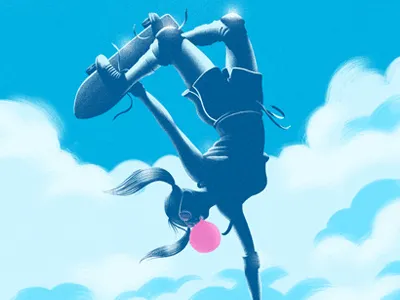 Invert! boobs bubblegum clouds extreme girl gum illustration pigtails retro sexy skate skateboarding