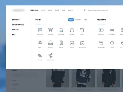 Navigation clean commerce flat icons line list menu navigation shop ui ux