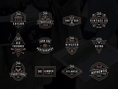 Modern Retro Logo Pack badges creative market emblems hipster labels logo logo bundle logo templates modern outline retro vintage