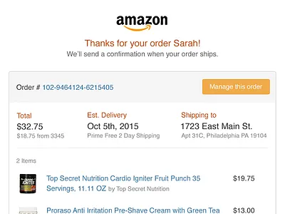 DailyUI - Email Receipt amazon dailyui email receipt ui ux