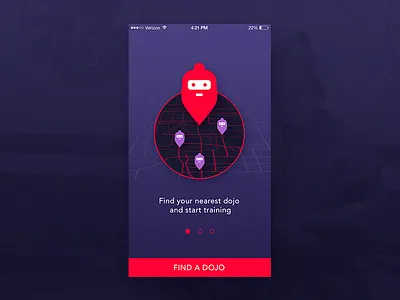 Walkthroughs Dojo app app dojo icon interface ios iphone red ui ux violet walkthroughs
