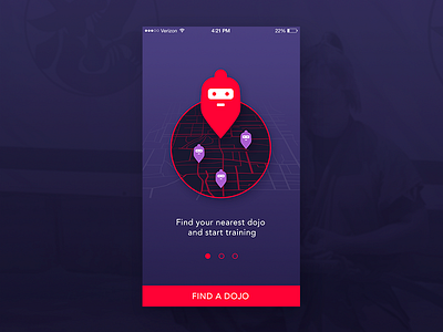 Walkthroughs Dojo app app dojo icon interface ios iphone red ui ux violet walkthroughs