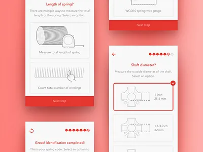 SpringTime app clean illustration ios iphone red steps ui ux walkthrough white