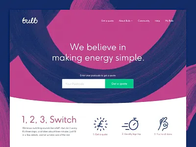 Bulb Energy animated blue bold brush bulb energy gif landing paint parallax pink white