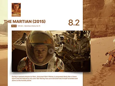 Movie Card UI card flat minimal movie the martian ui widget