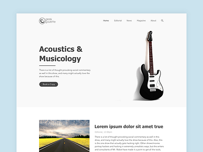 Geek Gazette Homepage acoustics gazette geek illustrator magazine minimal music musicology ui ux web design wip