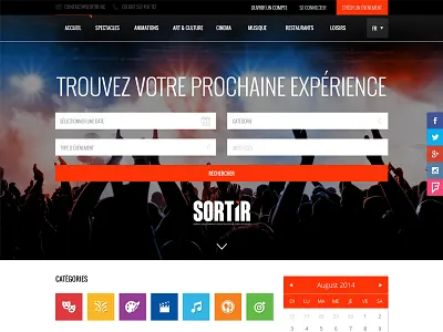 SORTIR Homepage website black events homepage orange ui ux website