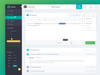Vacation Rental Management App (wysiwyg email editor) app color dashboard desktop editor email flat interface ui user interface web wysiwyg