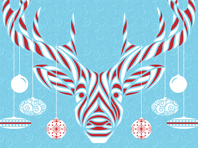 Christmas Party Invite Art antler candy cane christmas holiday ornament peppermint red swirl white