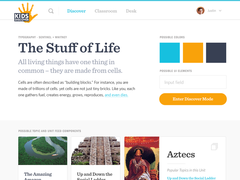 Kids Discover - Style Tile 1 cards design style tile style tiles ui web design