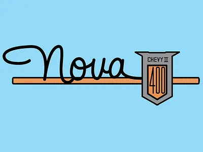 1962 Chevy Nova II 400 badge car classic hotrod icons illustration sketch vector