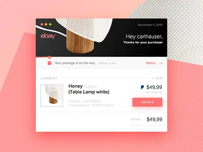 Day 17 - Email Receipt dailyui ebay email lamp receipt shop ui ux