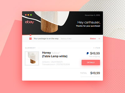Day 17 - Email Receipt dailyui ebay email lamp receipt shop ui ux