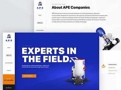 APE Companies Splash blue orange splash page