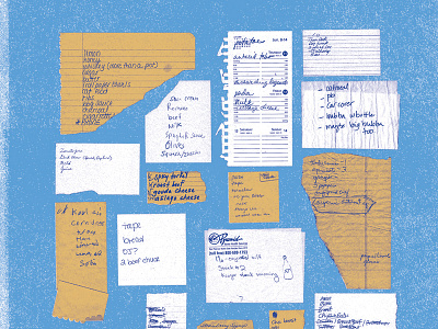 Grocery Postery art collage food groceries grocery list handwriting poster print screenprint