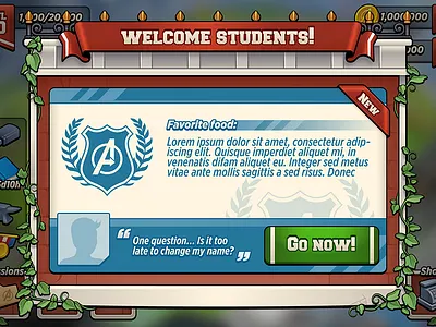 Marvel Academy UI Style With Modal avengers academy game marvel ui