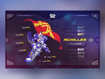 LBX - Character Selection clean design flat game interface japan menu minimal psvita ui ux webdesign