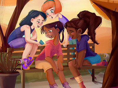 Hanging.... out. cell cute girls park phone sunset teen teenagers trees