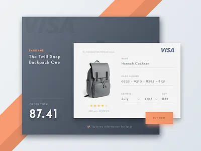 Day 002 - Credit Card - Daily UI card credit card dailyui flat modal register shopping ui ux visa