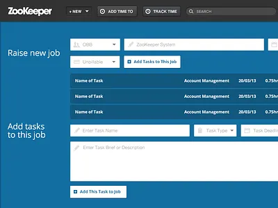 Dashboard Raise New Job dashboard form