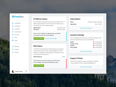 Proxy Management User Dashboard center clean clear control dashboard fresh panel simple ui design user