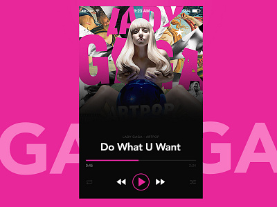 Daily UI 009 - Music Player app daily ui lady gaga minimal music player pink simple
