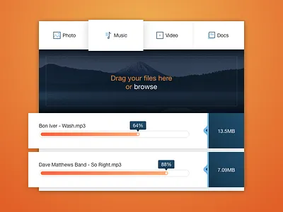 Upload Widget in Sketch download freebie modal orange progress sketch upload widget