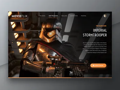 Day 003 - Landing Page - Daily UI dailyui flat landing movie review star wars trailer trooper ui ux