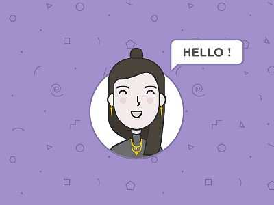 Illustration for business card avatar character girl happy smile smiling woman