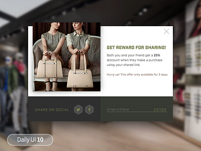 Daily UI 010 - Social share popup reward shares social
