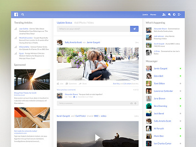 Facebook Redesign Concept concept facebook flat material design redesign social media ui unsplash ux website