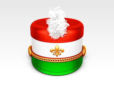 Drill band brim drill hat icon links mac marching metal plume