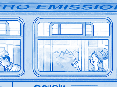 Muni Moments bus daydream hand drawn illustration phone sf window