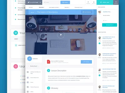 RocketScience - online learning platform app chart color dashboard e learning elearning flat forum minimalistic simple ui user interface
