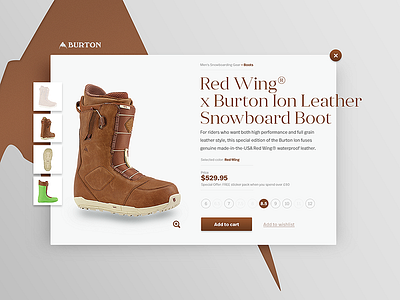 Daily UI - 012 - E Commerce (Single item) burton dailyui ecommerce item product product page shoe shop