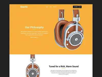 Quantz headphones mobile theme web yellow