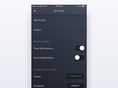 Settings dark settings toggle ui