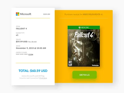 Daily UI - Day 17: Email Receipt 017 challenge daily dailyui email fallout free microsoft minimal receipt sketch ui
