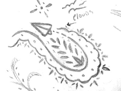 Cloud Paisley cloud clouds flourish paisley paper plane plane sketch