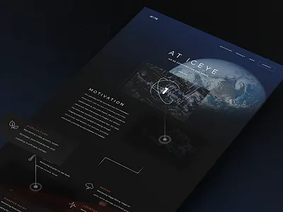 ICEYE Homepage Concept Design dark earth fnsz homepage satellite space stark website