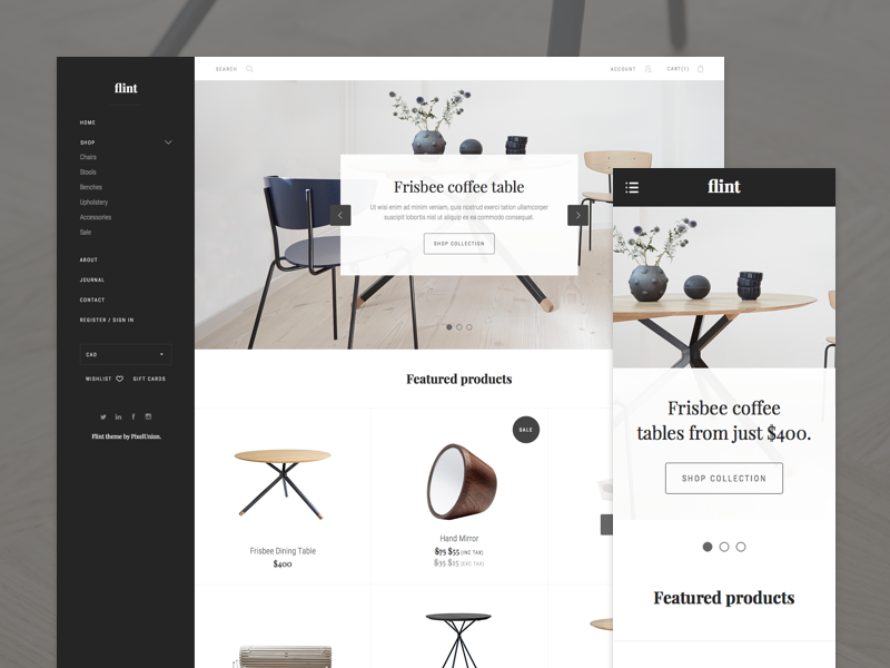 Example of Home desktop + mobile