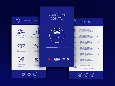 App Design - KOMISARIATI DIXHITAL anahoxha app appdesign application design flat icon interface komisariatidixhital mobile ui ux
