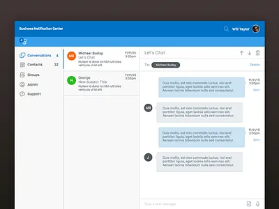 Business Notification Center Update apps dashboard html5 notifications ui ux web app