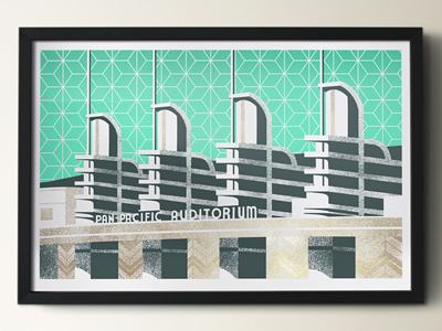 Pan-Pacific Auditorium art art deco building la los angeles poster print screen print