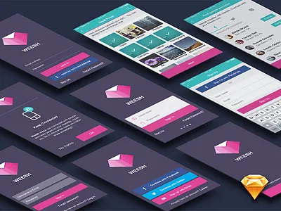 Weesh UI Kit app color flat login mobile ui onboarding sign up ui design ui inspiration ui kit ui template walkthrough